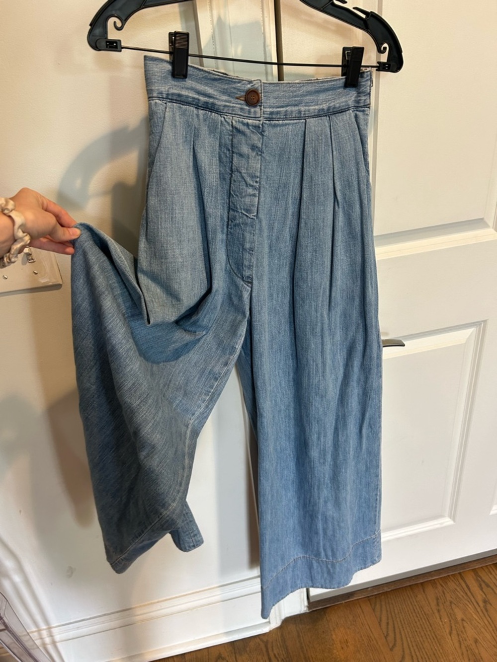 Rachel Comey Light Blue Wide-Leg Pleated Denim Jeans